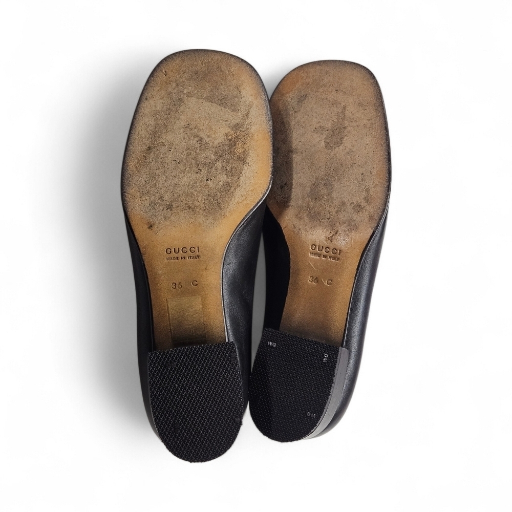 Gucci Black Leather Gold Bar Loafers Size 6 C / 36 C - Picture 10 of 10